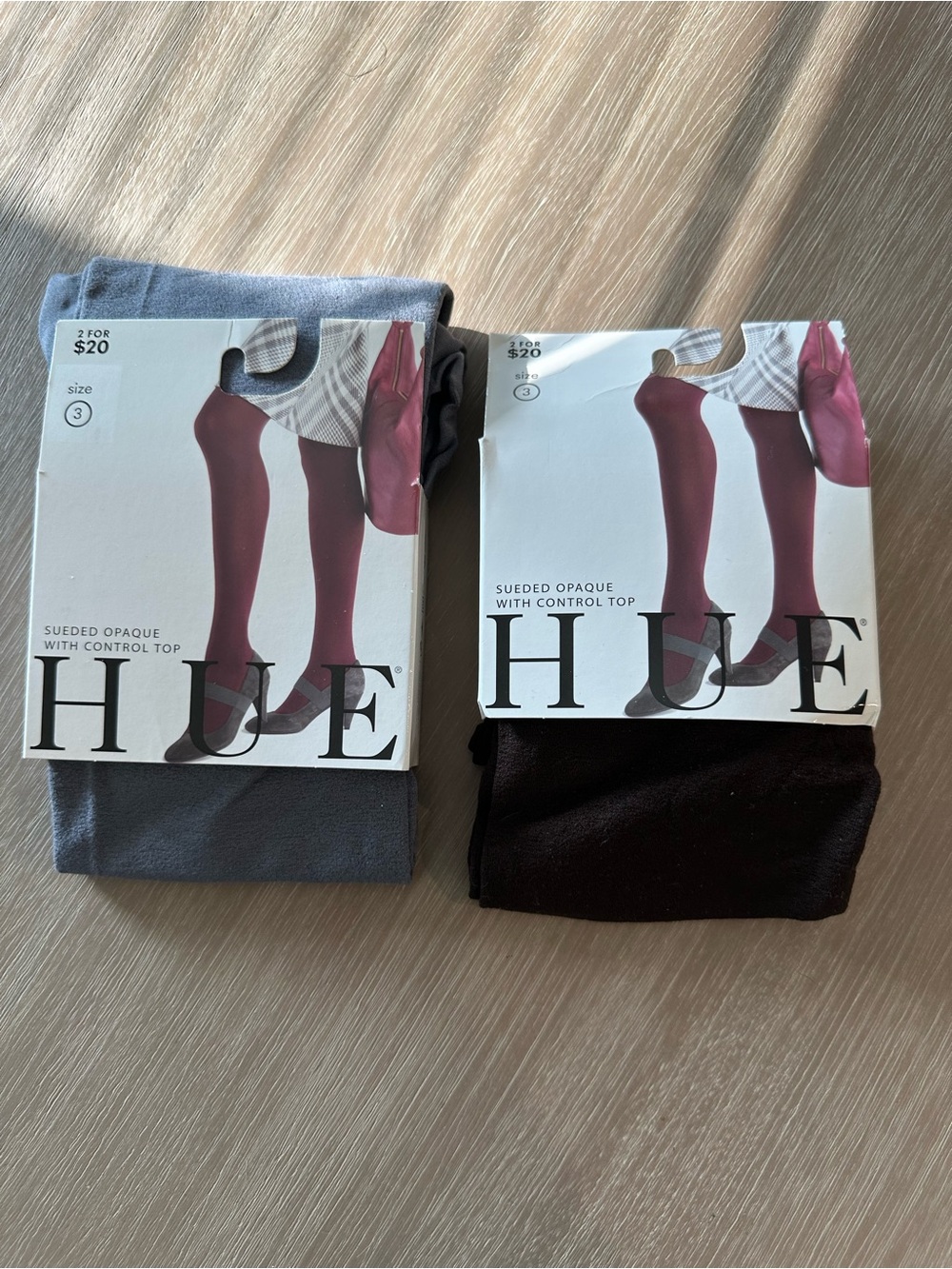 HUE Sueded Opaque Tights in Gray and Brown